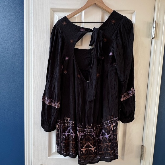 Free People “Rhiannon Peasant Embroidered” Mini Dress nwot - Picture 9 of 10